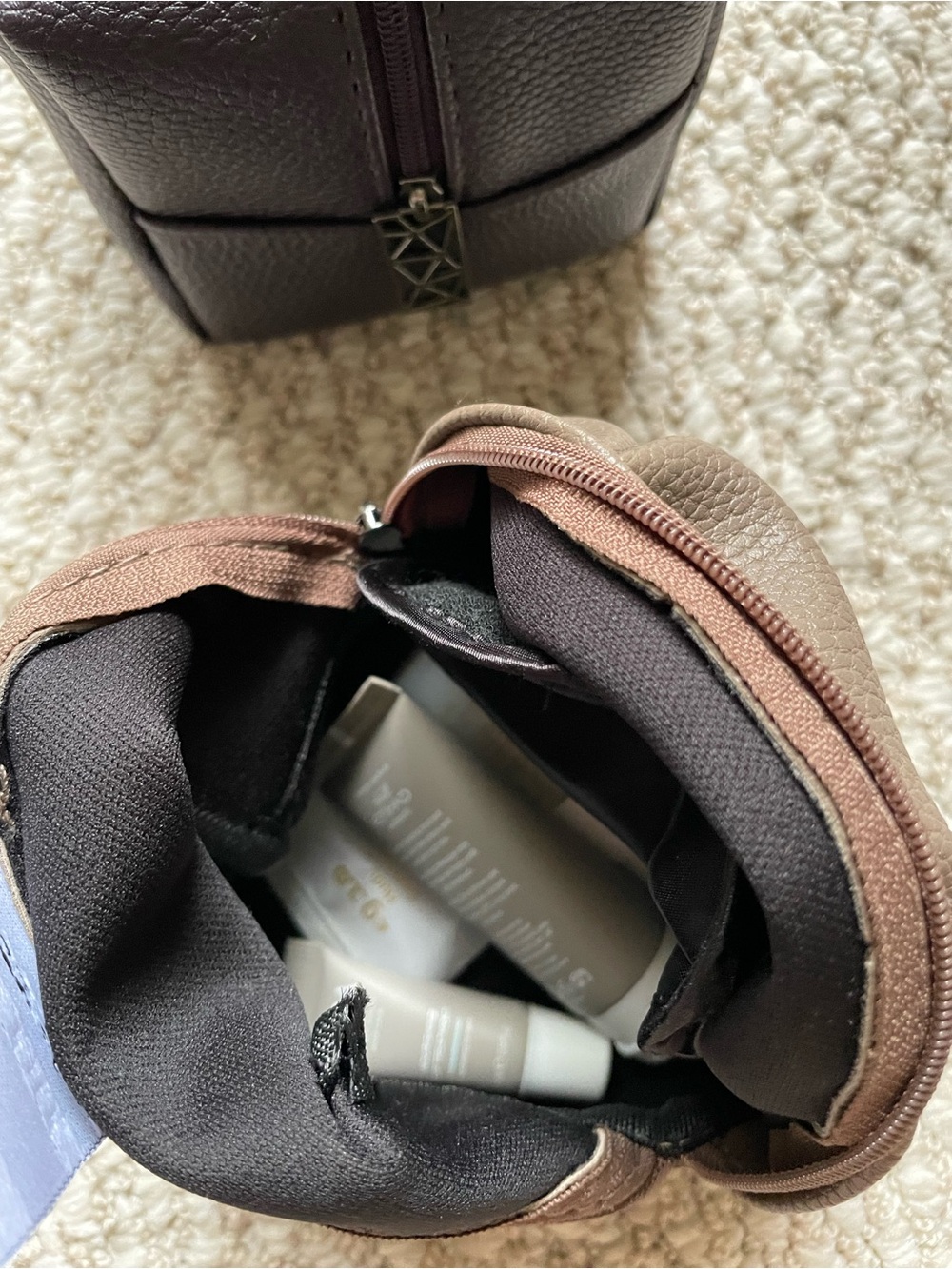 Giorgio Armani Taupe and Deep Purple Pebbled Leather Zip Pouches - Picture 4 of 7